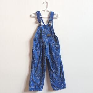 Vtg 80s Oshkosh Bgosh Overalls Boys Sz 4T Blue Fighter Jet Planes